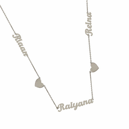 Three Names and Two Hearts Gold Necklace