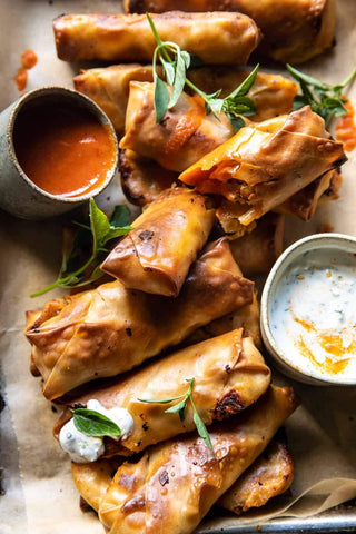 The Ultimate Baked Buffalo Chicken Spring Rolls