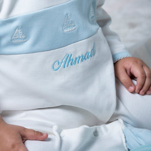 Organic Cotton Sailboat Sleepsuit & Bib Set