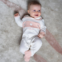 Load image into Gallery viewer, Organic Cotton Heart Sleepsuit &amp; Bib Set
