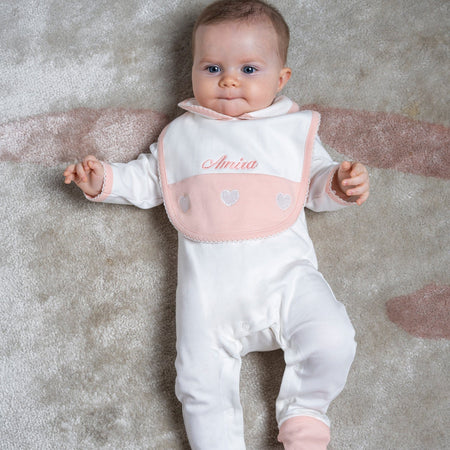 Organic Cotton Heart Sleepsuit & Bib Set