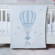 Load image into Gallery viewer, Blue Hot Air Balloon Knit Blanket
