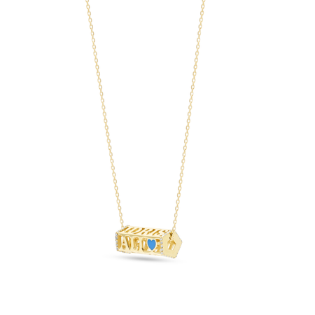 Four Sided Name Necklace with Diamonds