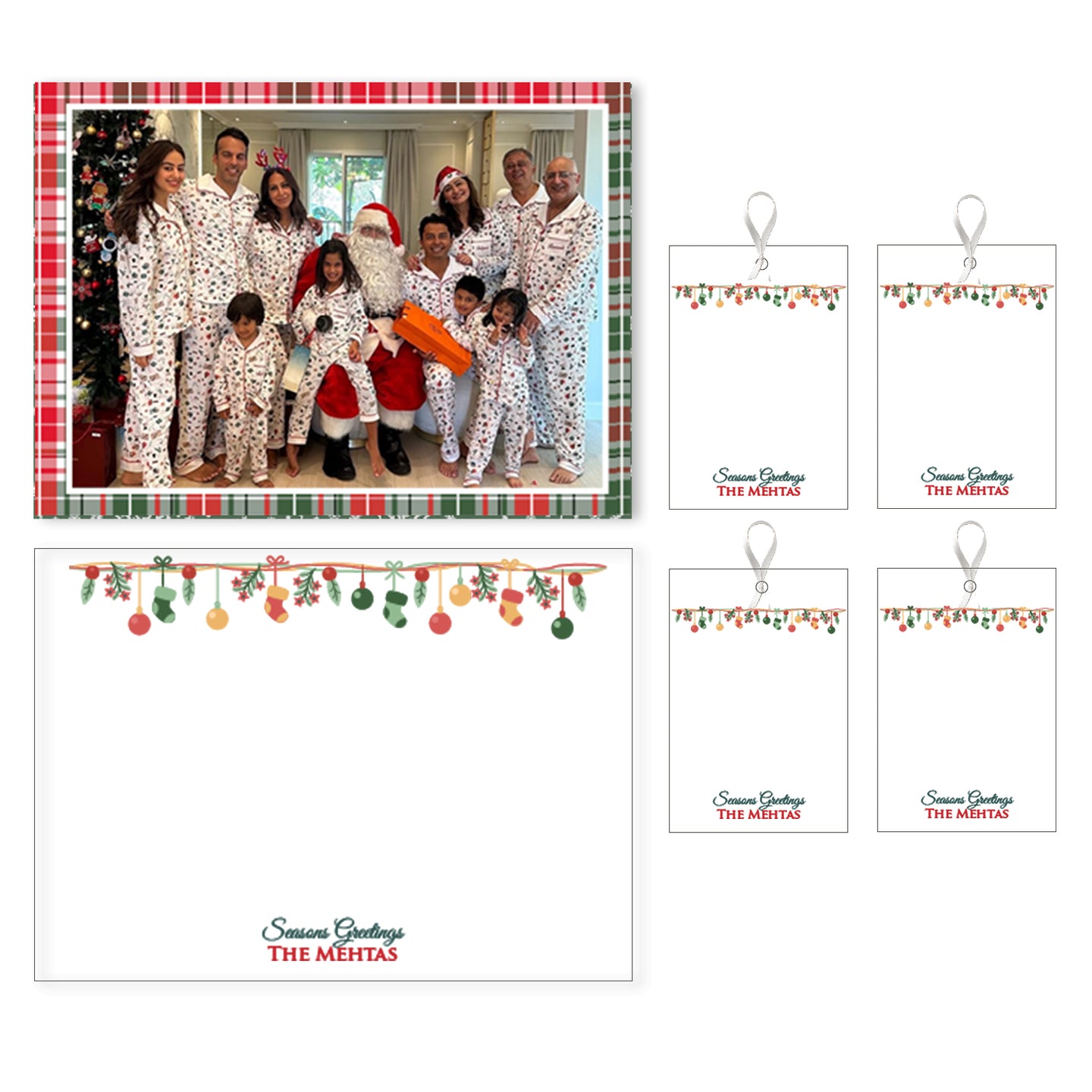 Personalised Family Christmas Card & Tag Set of 15