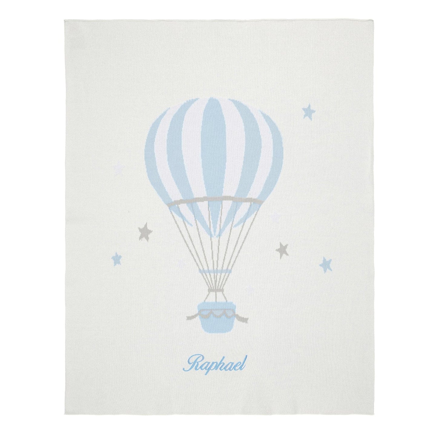 Blue Hot Air Balloon Knit Blanket