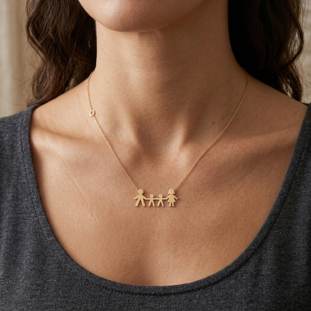 Family of Four Gold Necklace
