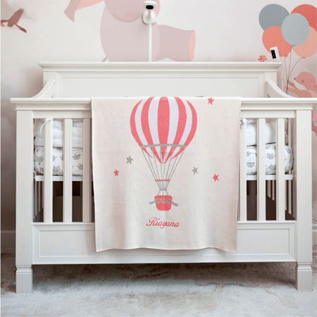 Pink Hot Air Balloon Knit Blanket