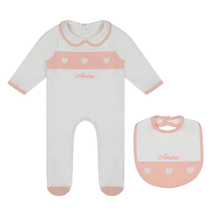 Organic Cotton Heart Sleepsuit & Bib Set