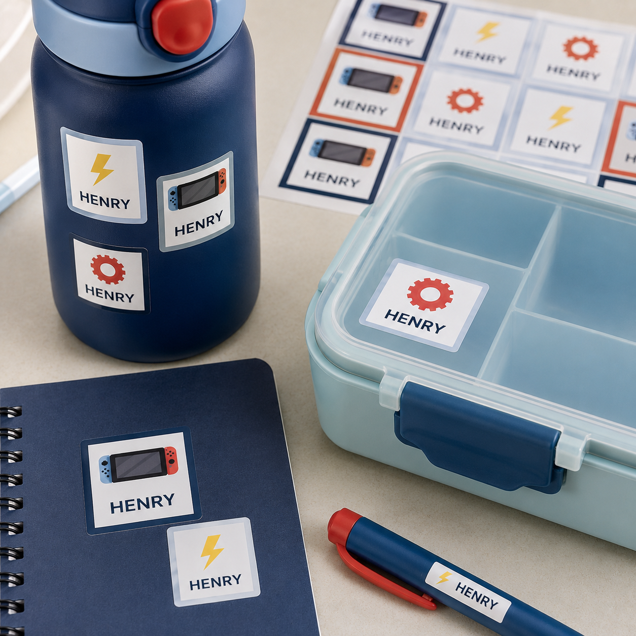 Gamer Name Labels & School Tag Set