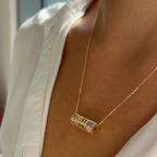 Four Sided Name Necklace with Diamonds