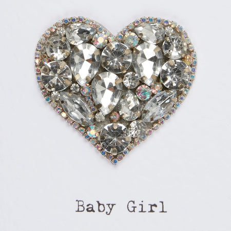Embellished Heart Greeting Card - Baby Girl