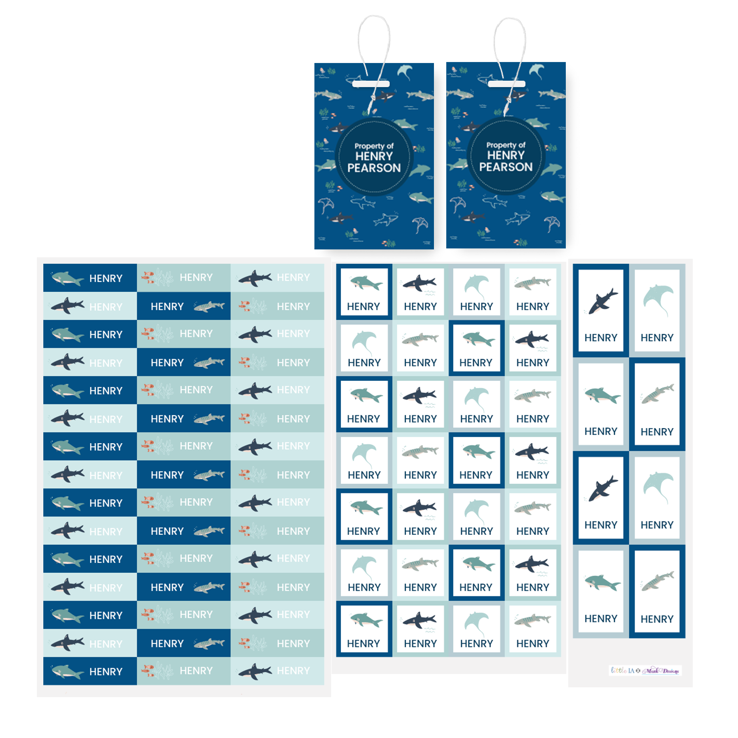 Open Water Name Labels & School Tag Set