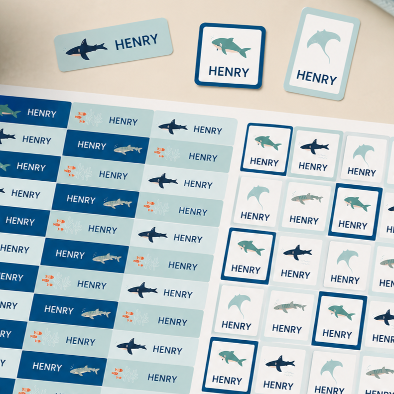 Open Water Name Labels & School Tag Set