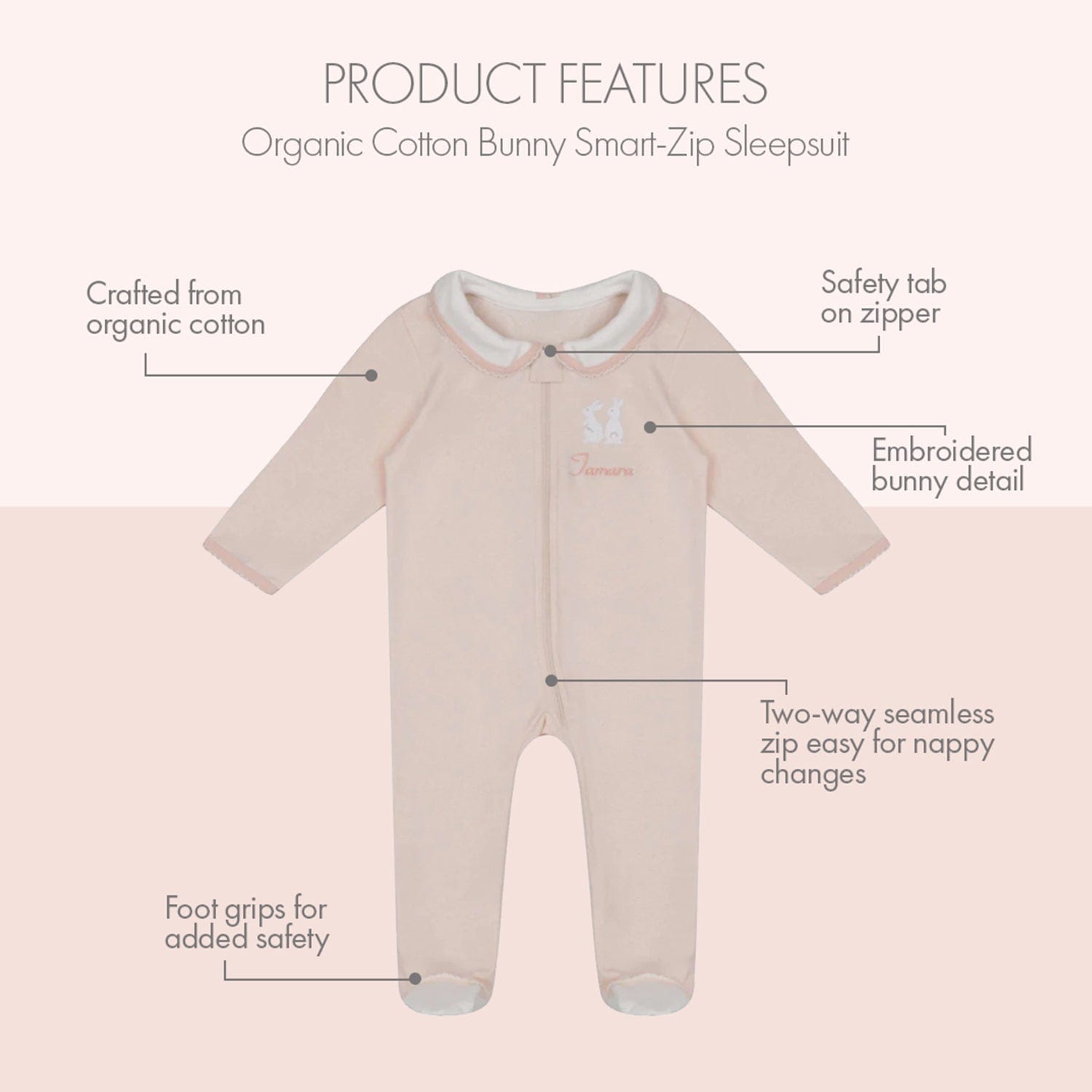 Bunny Smart-Zip Sleepsuit