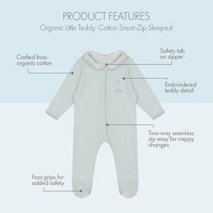 Organic Cotton Teddy Smart-Zip Sleepsuit