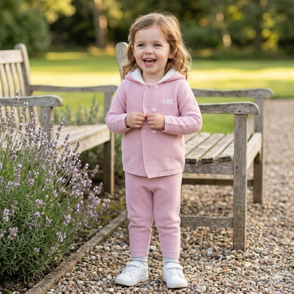 Pink Hooded Knit Set