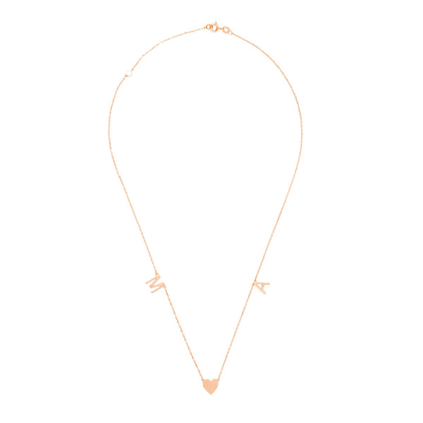 Two Gold Initials with Heart Necklace