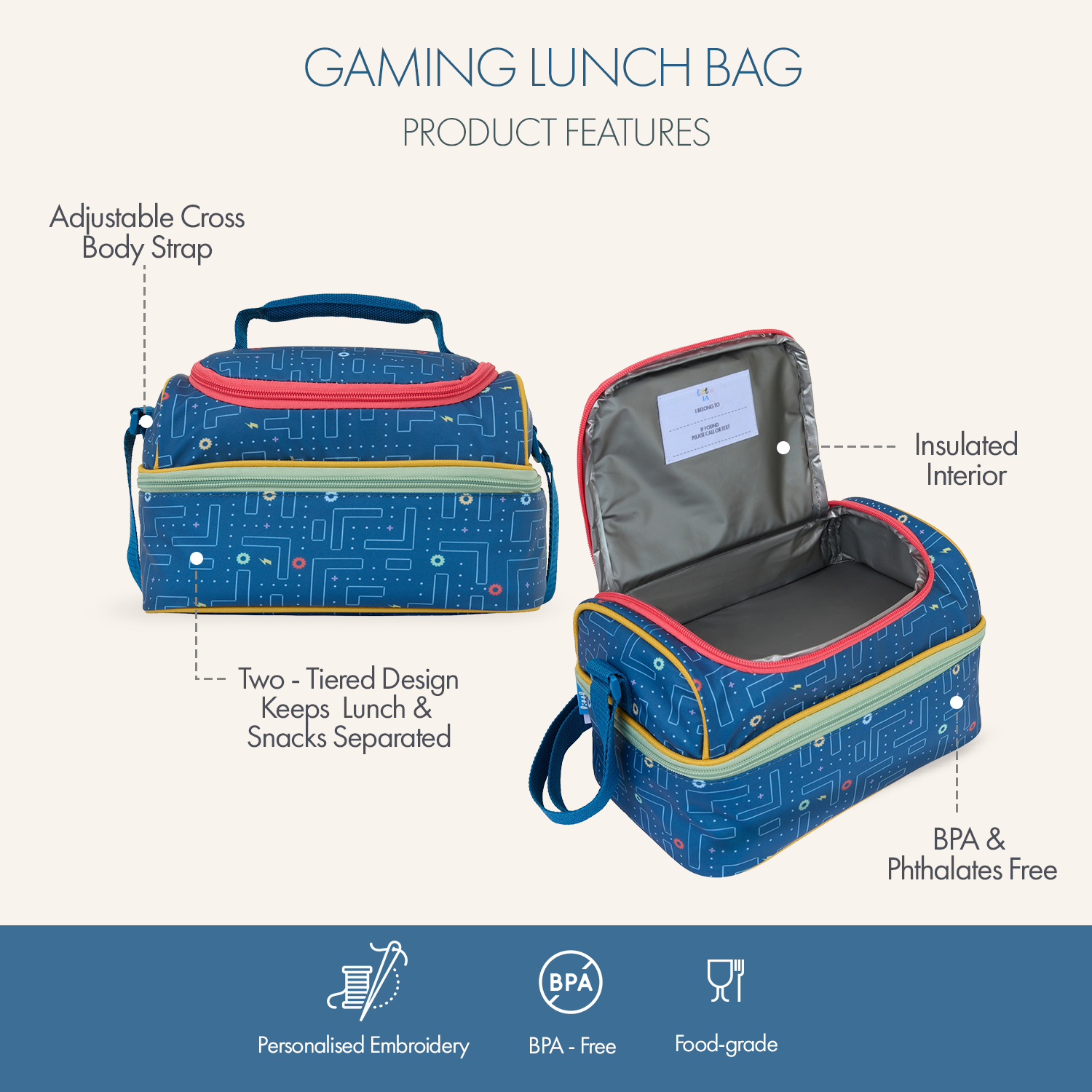 Gamer Double-Decker Lunch Bag