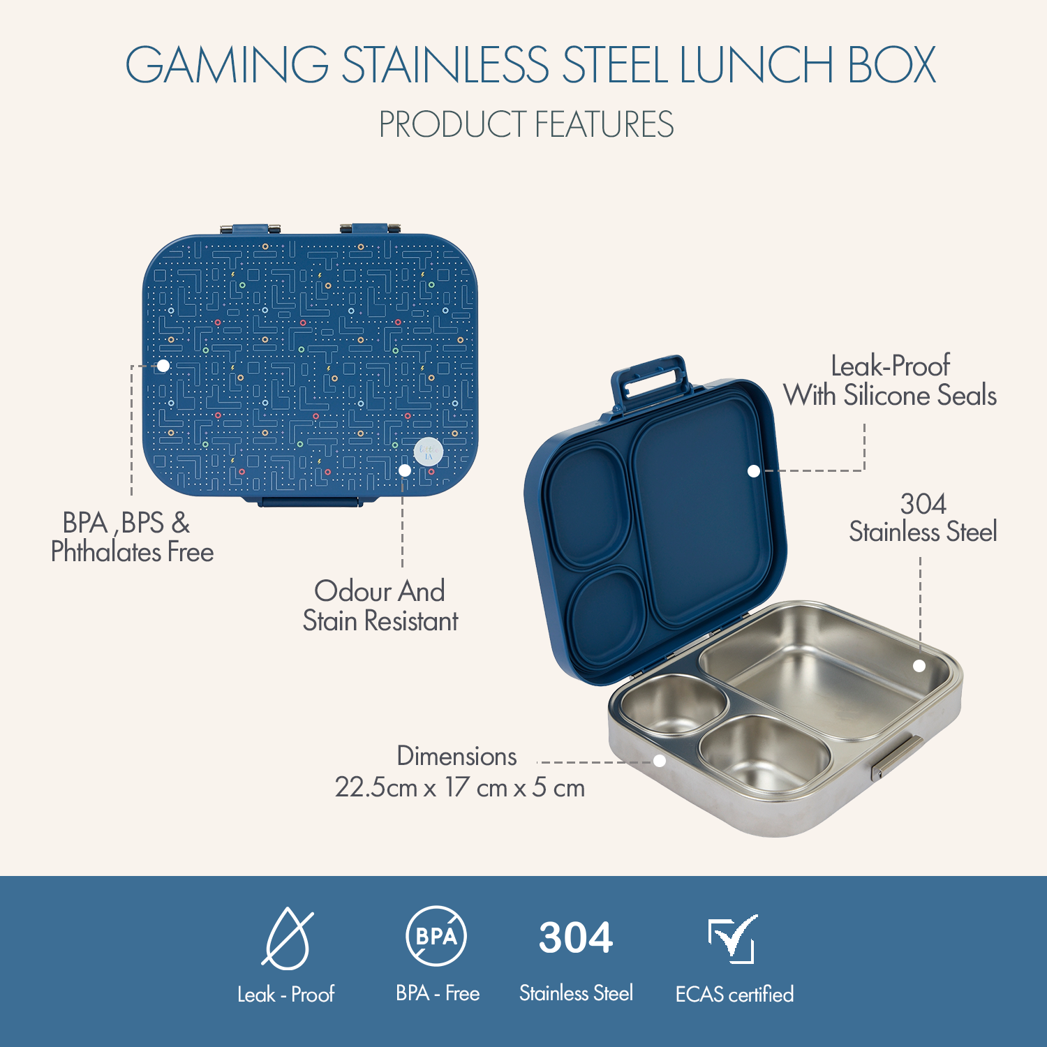 Gamer Stainless Steel Lunchbox