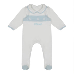 Organic Cotton Sailboat Sleepsuit & Bib Set