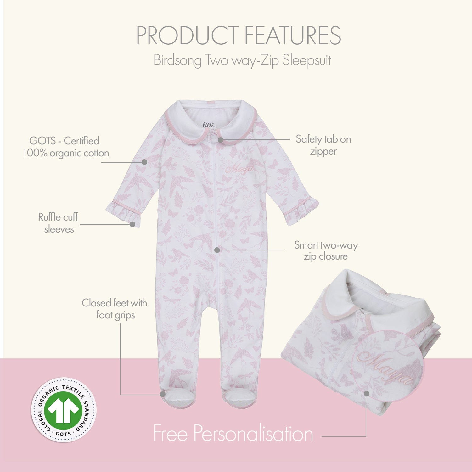Birdsong Smart-Zip Sleepsuit