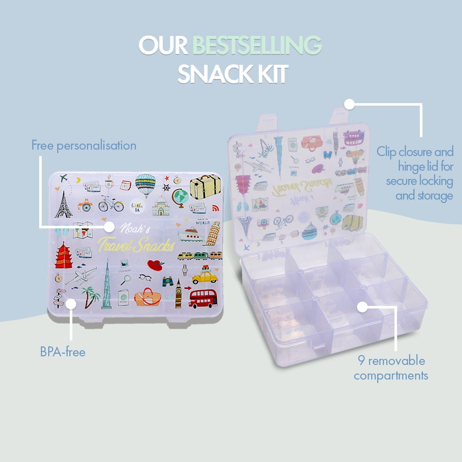 9-Compartment Snack Box - Travel