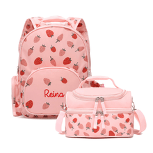 Load image into Gallery viewer, Strawberry Backpack &amp; Lunchbag Bundle
