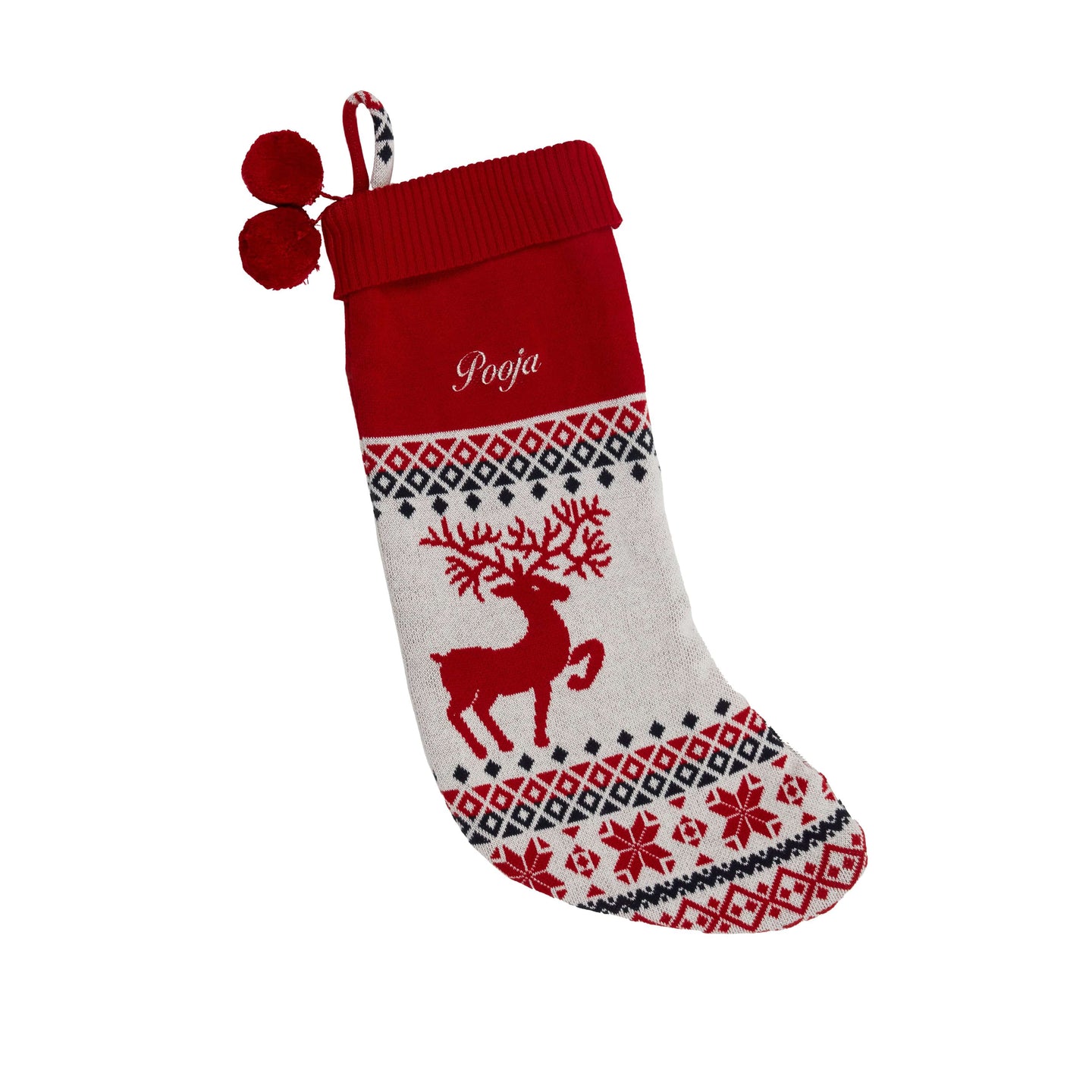 Santa's Reindeer Christmas Knit Stocking