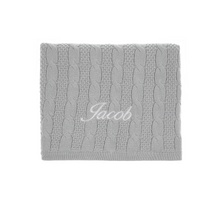 Load image into Gallery viewer, Grey Cable Knit Baby Blanket

