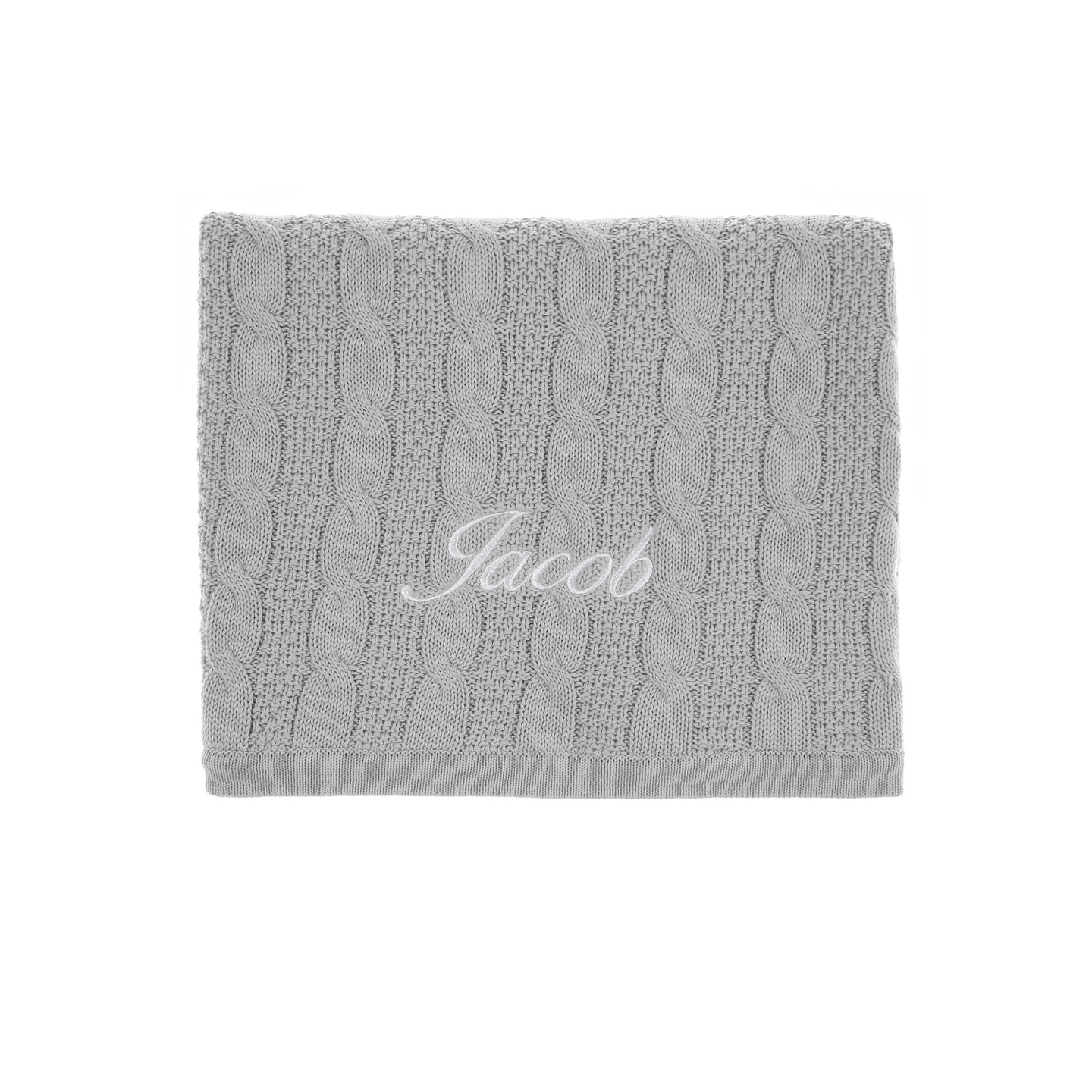 Grey Cable Knit Baby Blanket