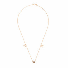 Load image into Gallery viewer, Two Initials Gold with One Diamond Heart Necklace
