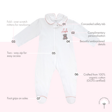 Load image into Gallery viewer, Teddy Bear Clever Zip Girl Sleepsuit
