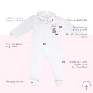 Teddy Bear Clever Zip Girl Sleepsuit