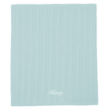Load image into Gallery viewer, Blue Cable Knit Baby Blanket
