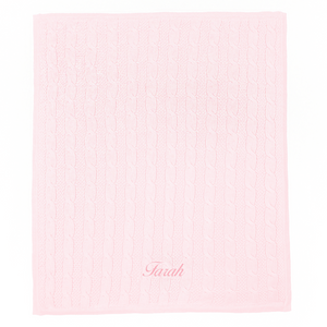 Pink Cable Knit Baby Blanket
