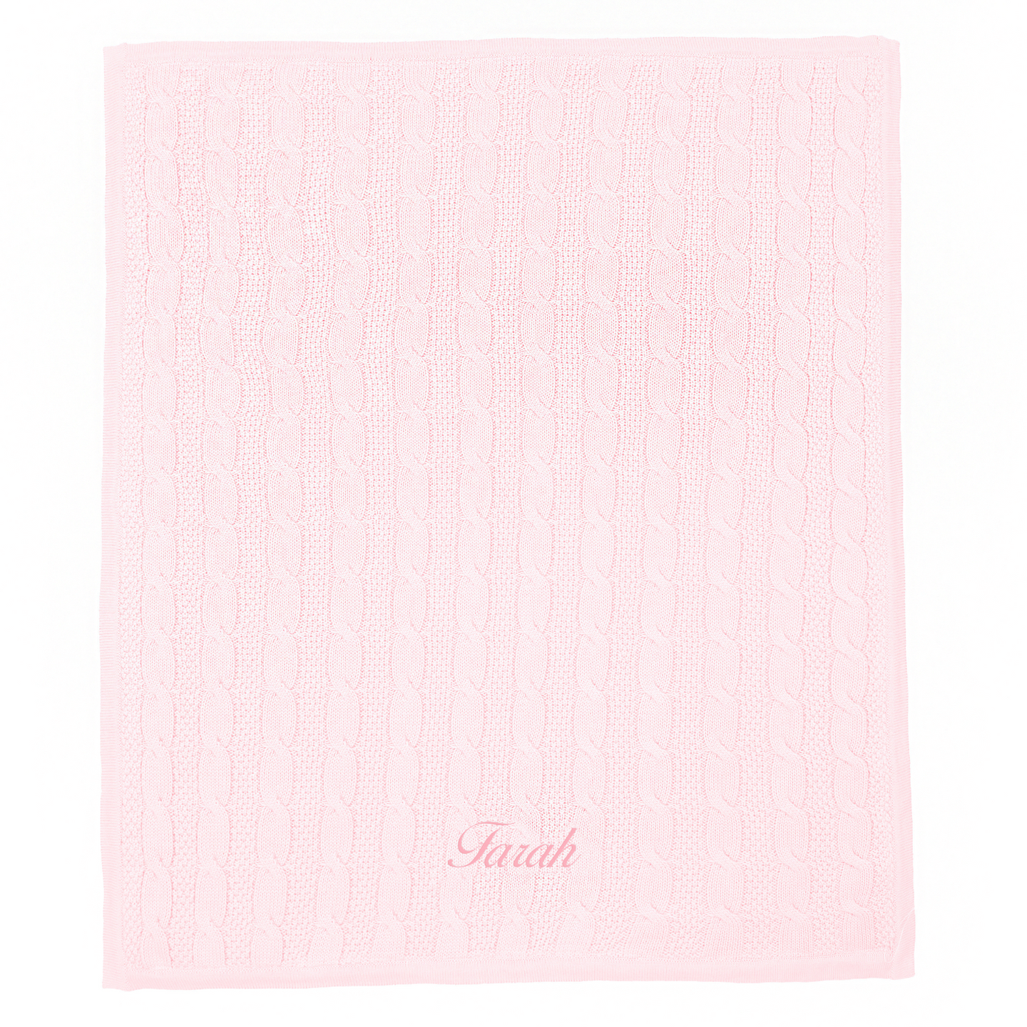 Pink Cable Knit Baby Blanket